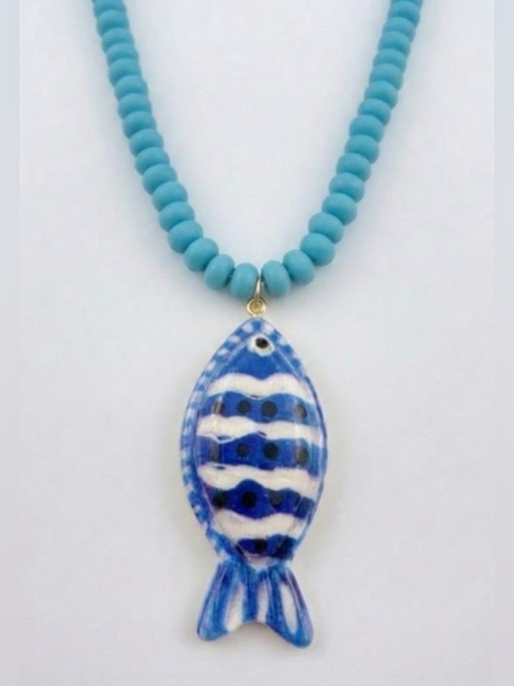 Coastal  Blue Beaded Necklace (7795) - Picture 3 of 4
